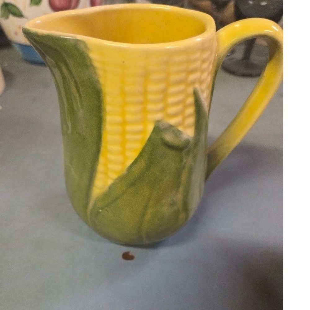 Shawnee USA Pottery Corn King Creamer Pitcher 70 Yellow Green Vintage Ceramic